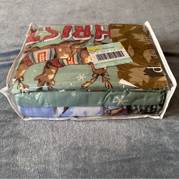 NWT Vintage domestications 100% COTTON FLANNEL Christmas Deer Brown TWIN SET - Picture 5 of 9